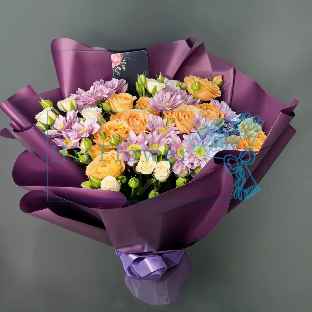 Букет цветов из: Розы и Хризантемы